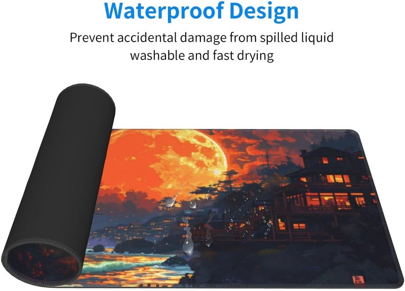 Brecoy Gaming Mouse Pad Desk Pad,Extended Big Mouse Pad,31.5x11.8 Inch Long Computer Keyboard Mouse Mat Mousepad with 3mm Non-Slip Base and Stitched Edge for Gaming and Office… (Oil Painting) - Image 3